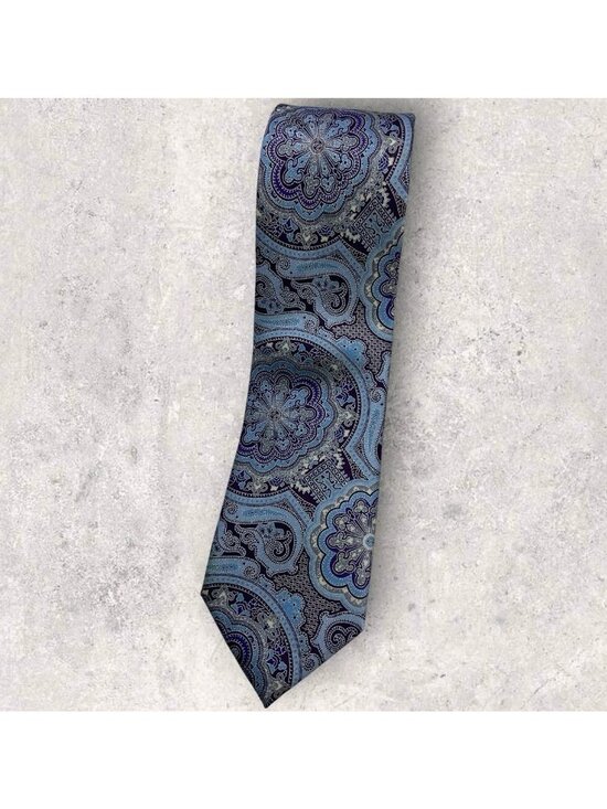 Principe Other - PRINCIPE Silk Tie ITALY Blue Purple Gray Paisley W:3.1" EUC